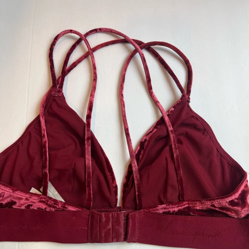 Victoria's Secret Velvet Bralette in Deep Red